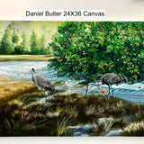 Daniel Butler 24X36 Canvas - Orange Grove - Cranes