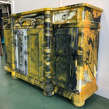 Pour Painted Yellow, Black, and White dresser 59 X 15 X 36