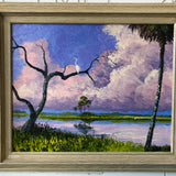 Mark Stanford Painting - Pallet Knife Oil on Canvas 16X20 - Purple Skies