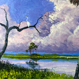 Mark Stanford Painting - Pallet Knife Oil on Canvas 16X20 - Purple Skies