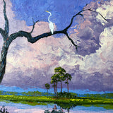 Mark Stanford Painting - Pallet Knife Oil on Canvas 16X20 - Purple Skies