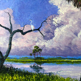 Mark Stanford Painting - Pallet Knife Oil on Canvas 16X20 - Purple Skies